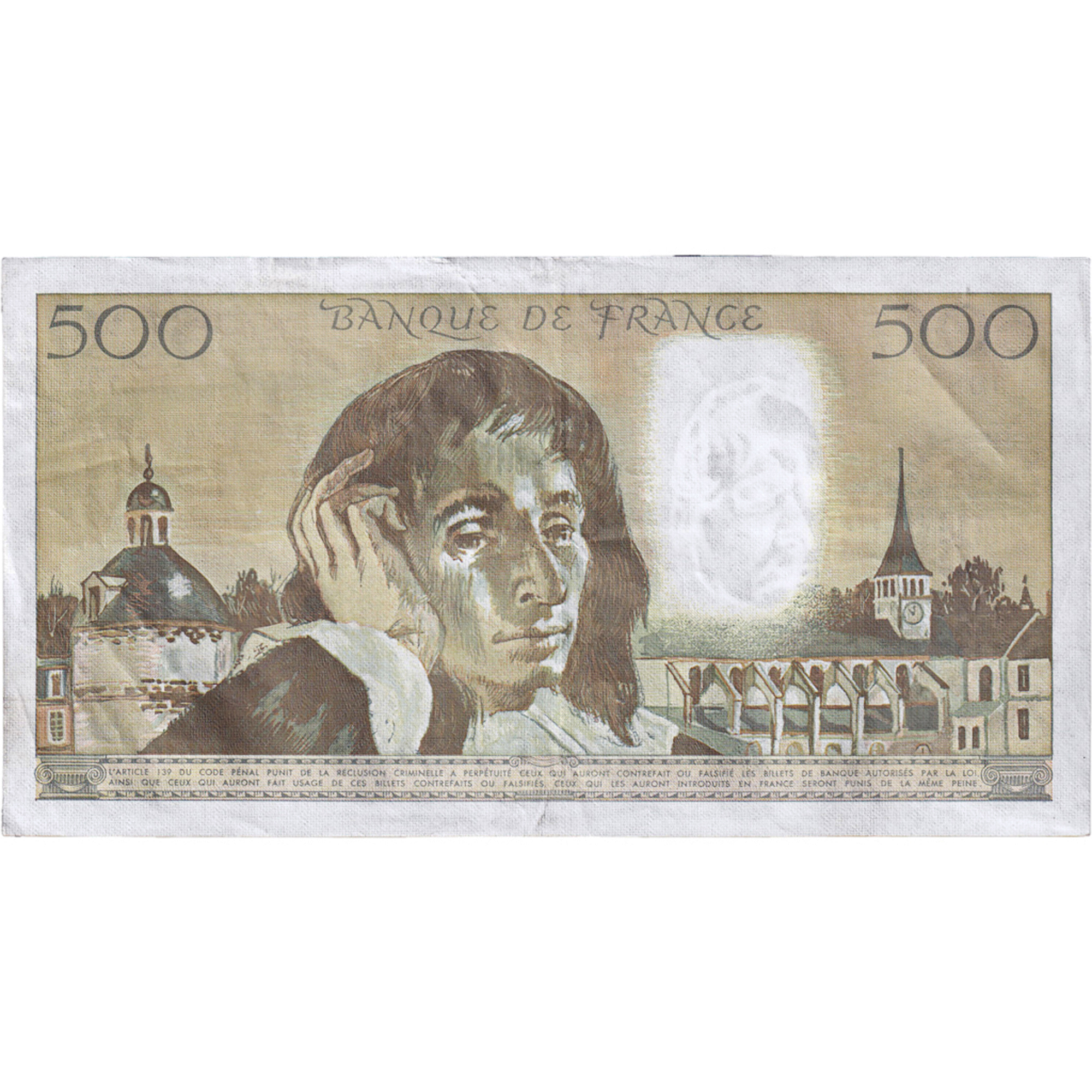 France, 500 Francs, Pascal, 1988, D.279, AU(50-53), Fayette:71.39