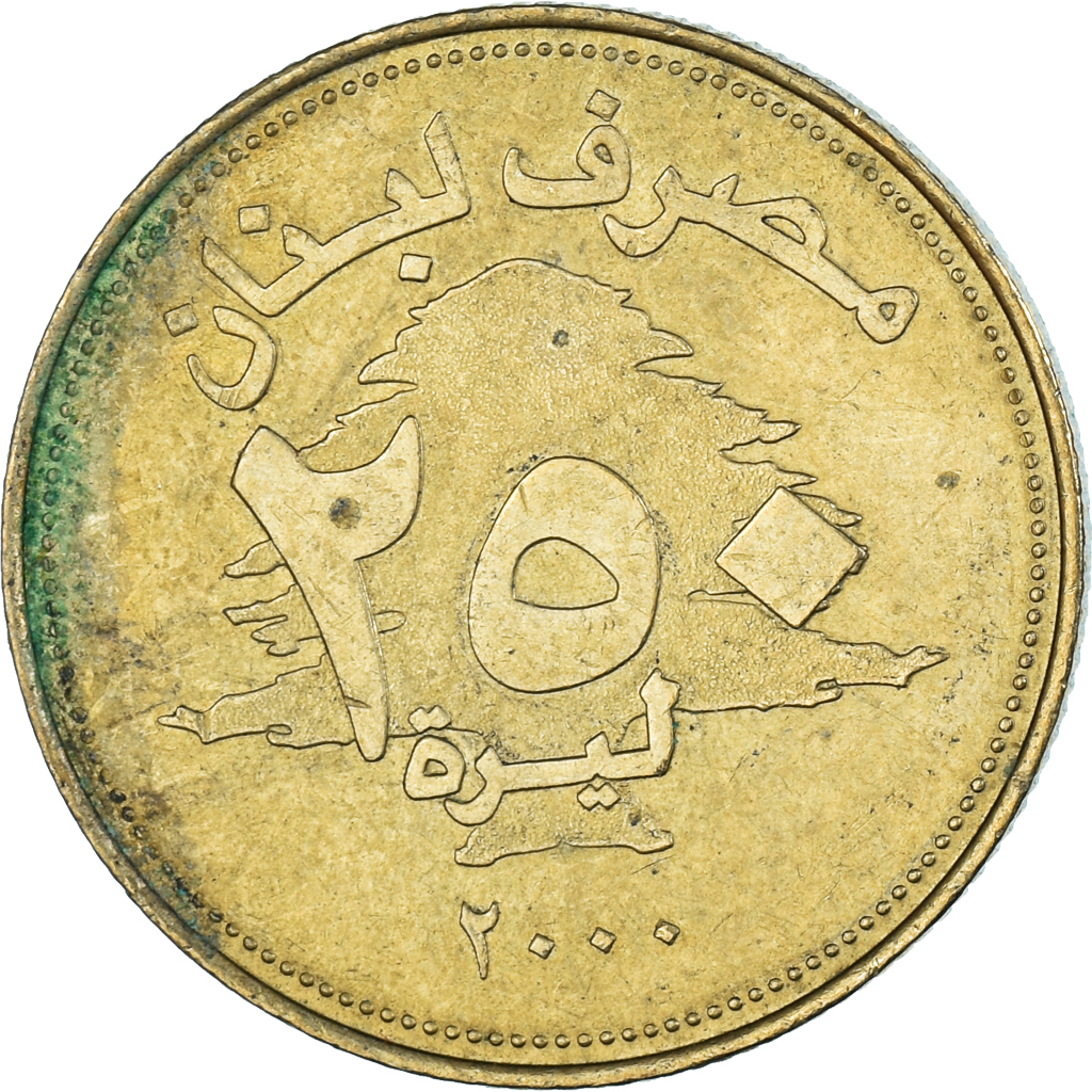 Coin, Lebanon, 250 Livres, 2000