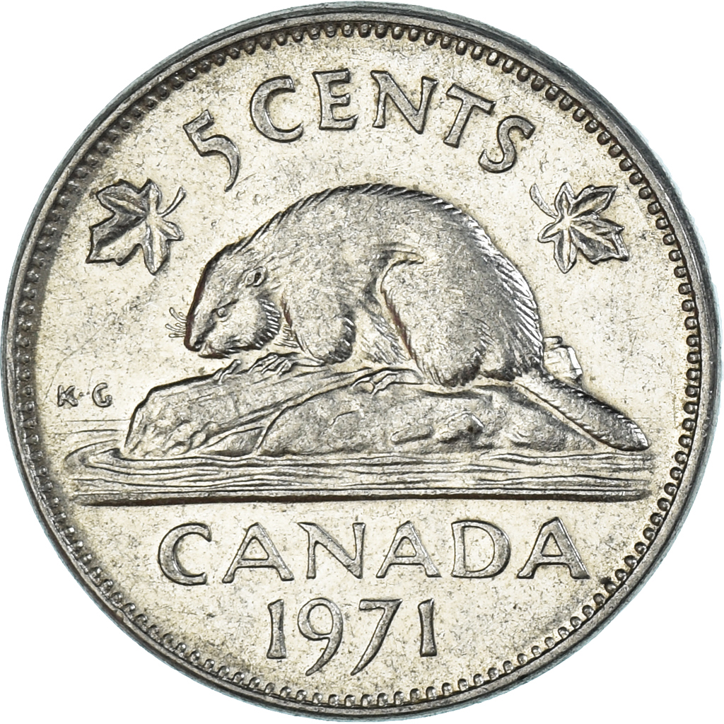Coin, Canada, 5 Cents, 1971