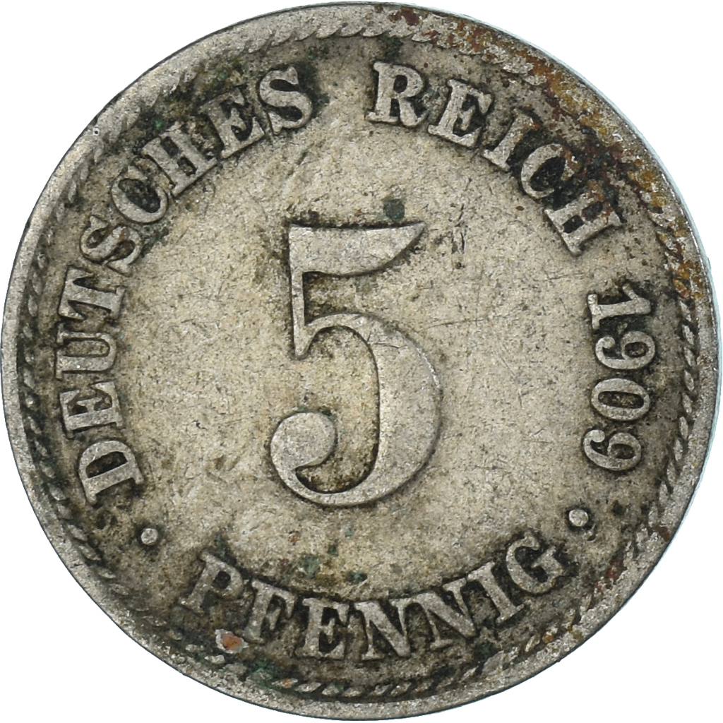 Coin, Germany, 5 Pfennig, 1909