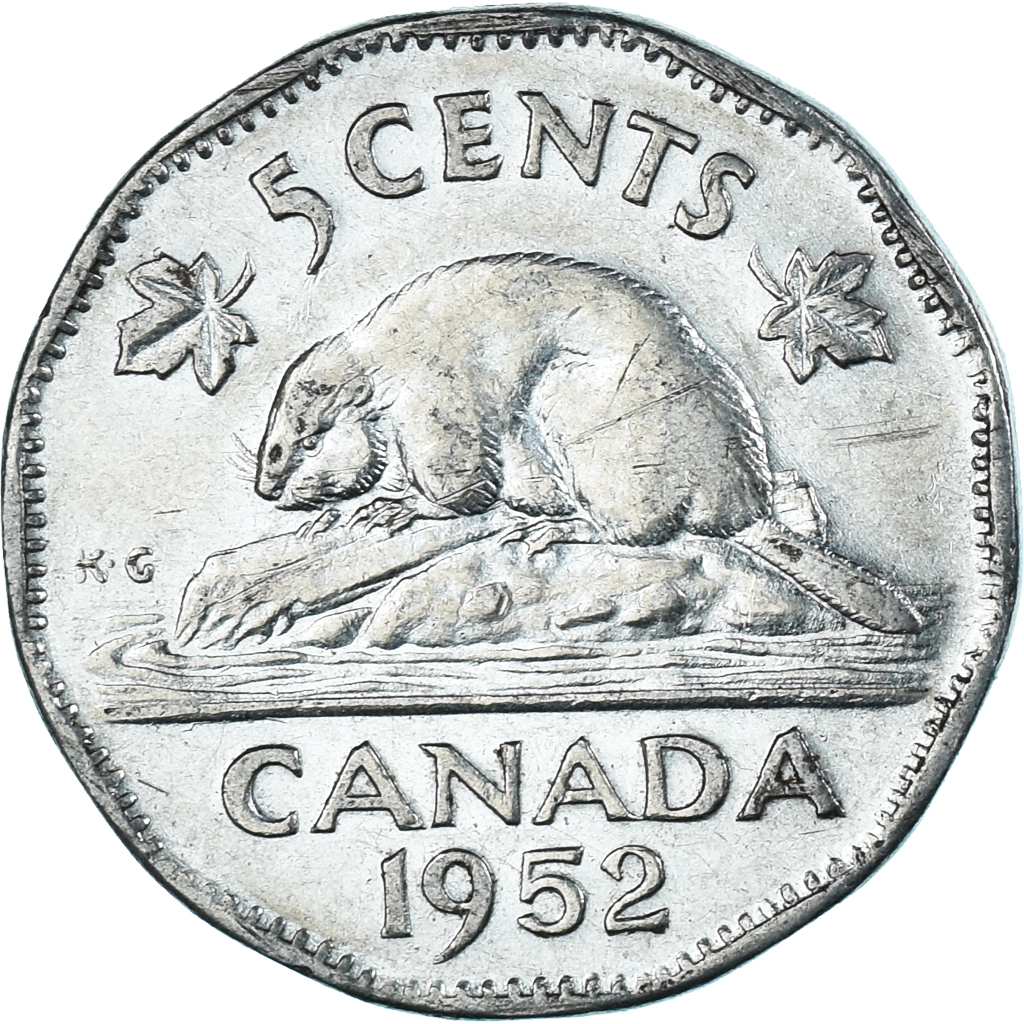 Coin, Canada, 5 Cents, 1952
