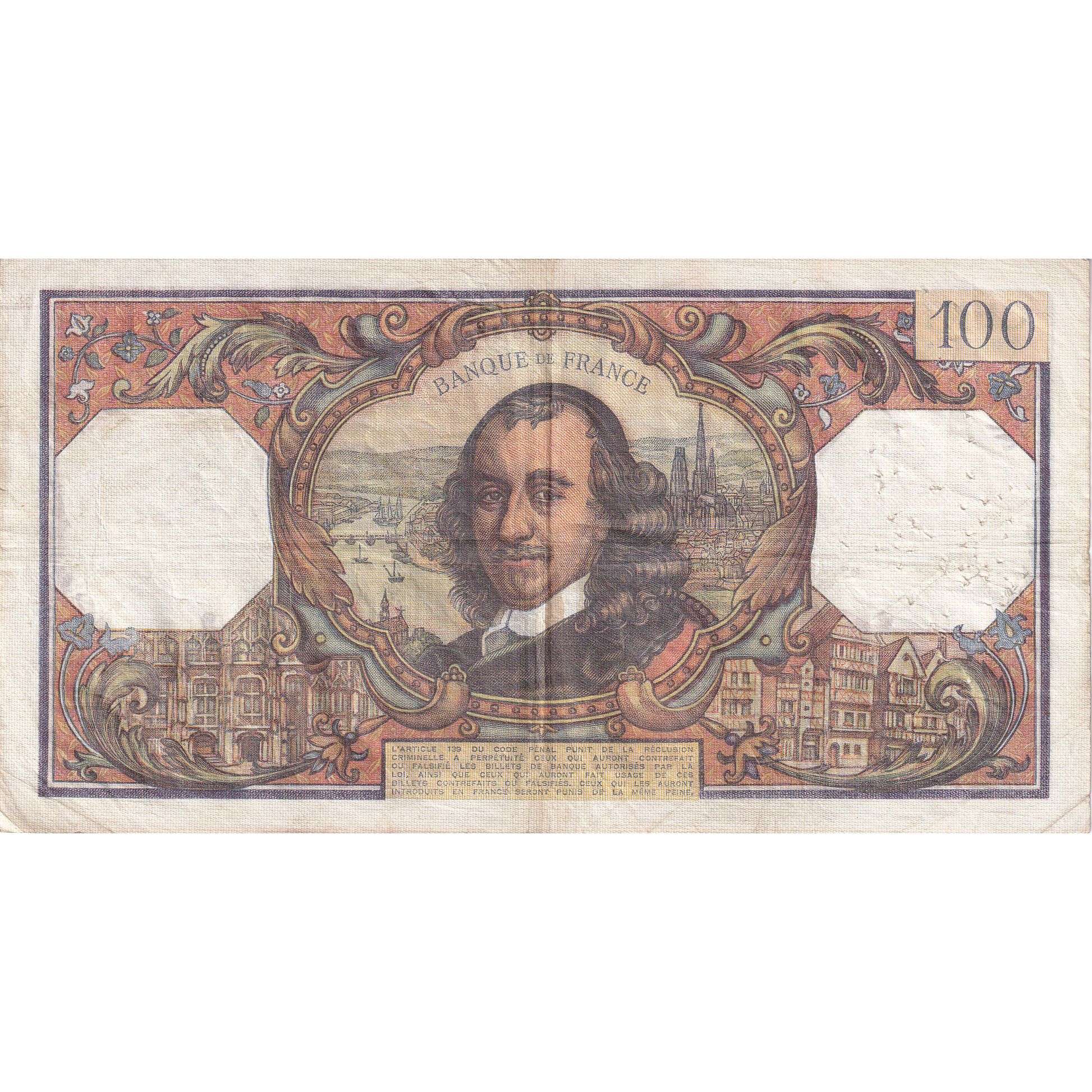 France, 100 Francs, Corneille, 1972, O.620, EF(40-45), Fayette:65.38, KM:149d