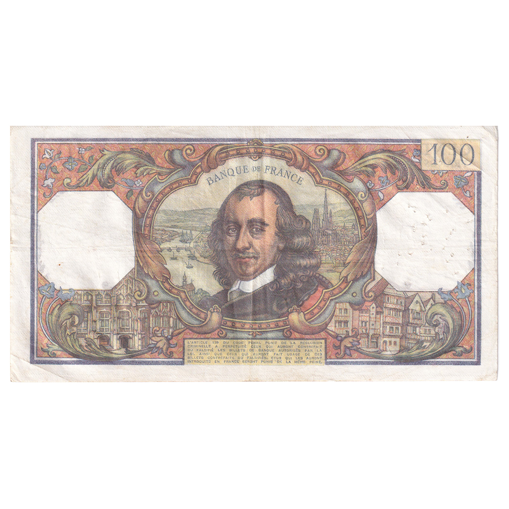France, 100 Francs, Corneille, 1977, D.1079, EF(40-45), Fayette:65.58, KM:149f