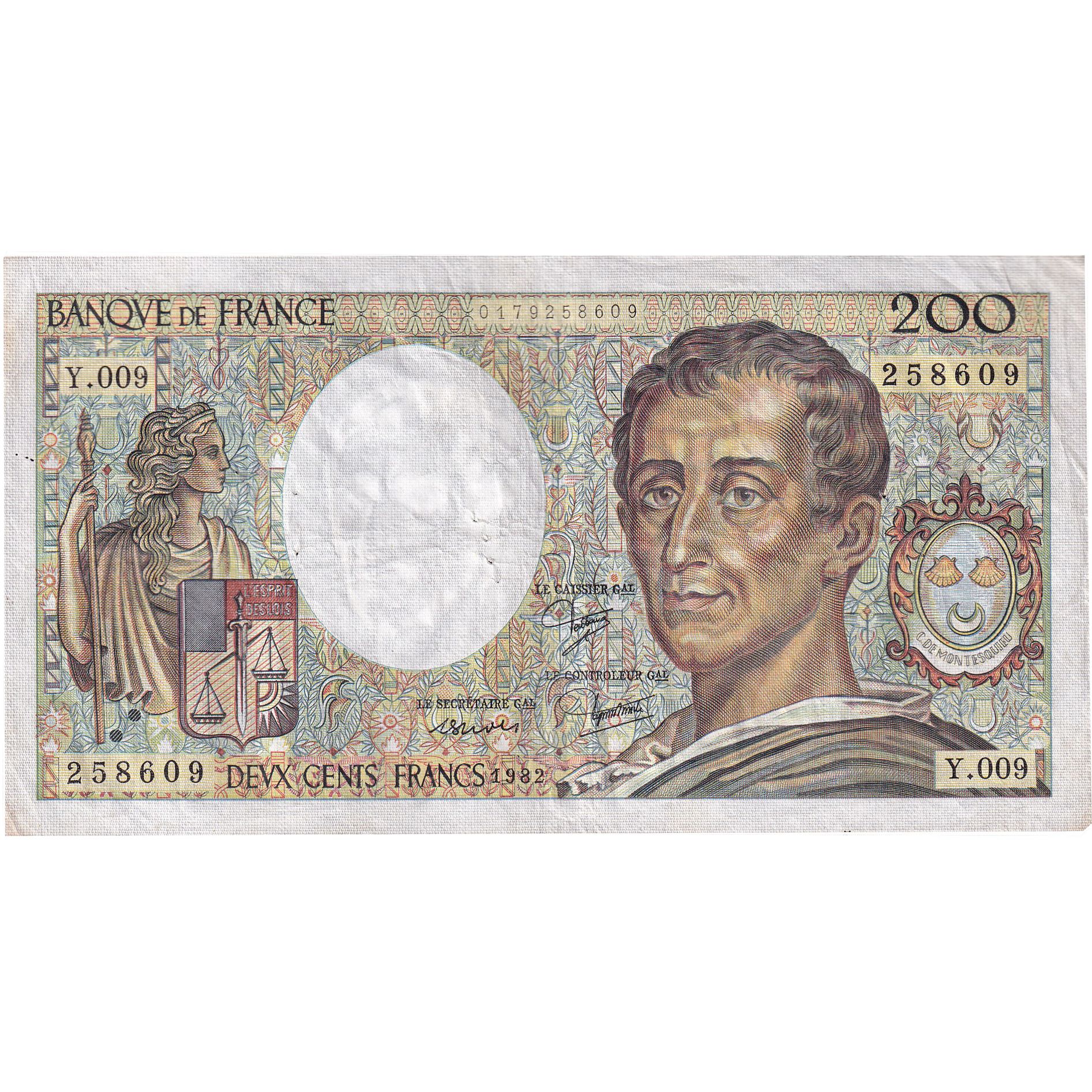 France, 200 Francs, Montesquieu, 1982, Y.009, EF(40-45), Fayette:70.3, KM:155a