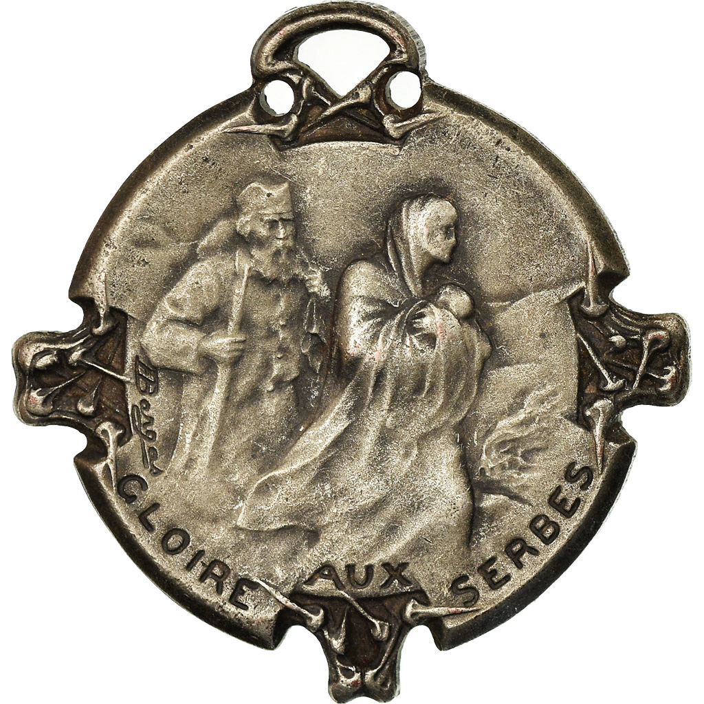 France, Gloire aux Serbes, Medal, 1916, Excellent Quality, Bargas, Silvered