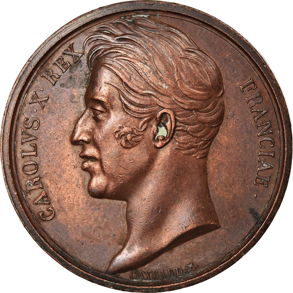 France, Medal, Charles X, History, Gayrard, , Copper