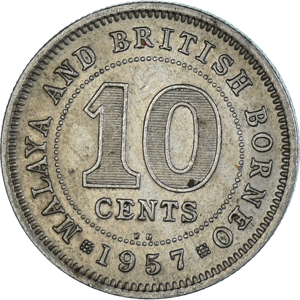 Coin, MALAYA & BRITISH BORNEO, 10 Cents, 1957