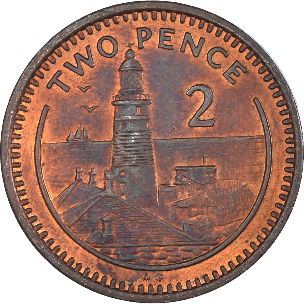Coin, Gibraltar, 2 Pence, 1988