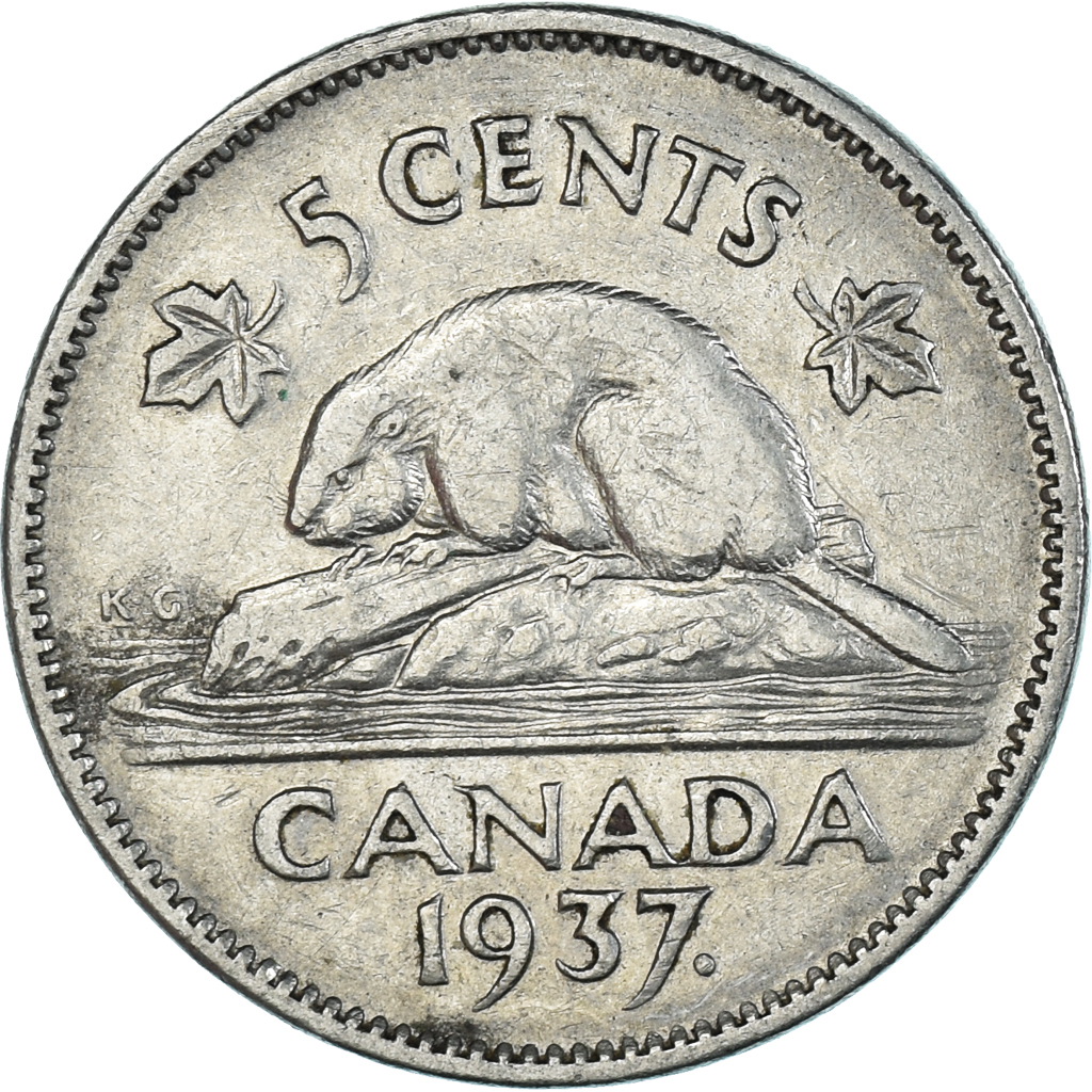 Coin, Canada, 5 Cents, 1937