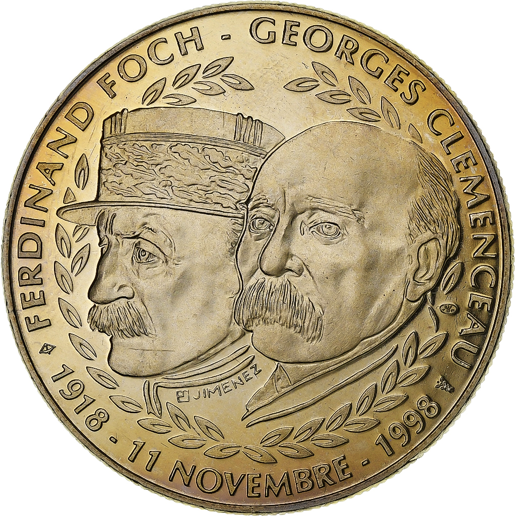 France, Medal, Foch - Clémenceau, 1998, Nickel, Jimenez, 