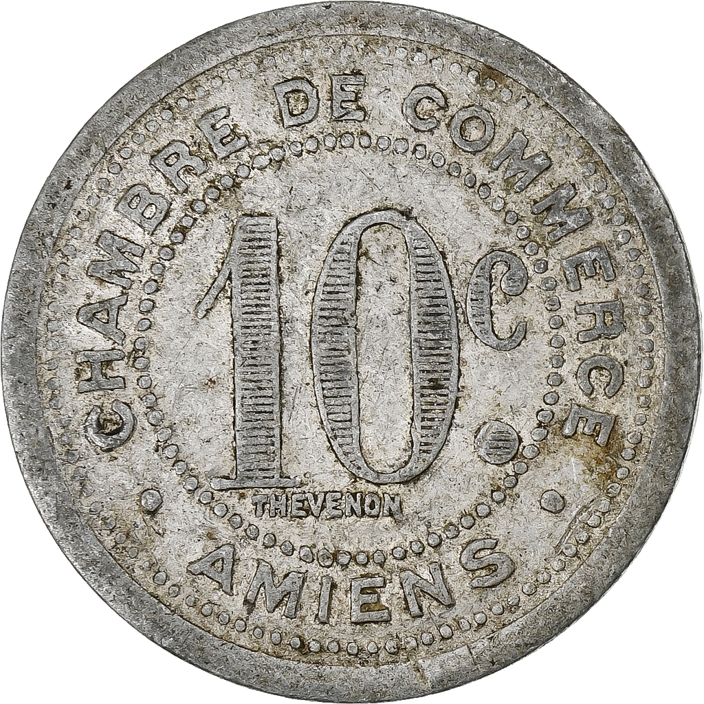 France, Chambre de commerce d'Amiens, 10 Centimes, 1921, , Aluminium