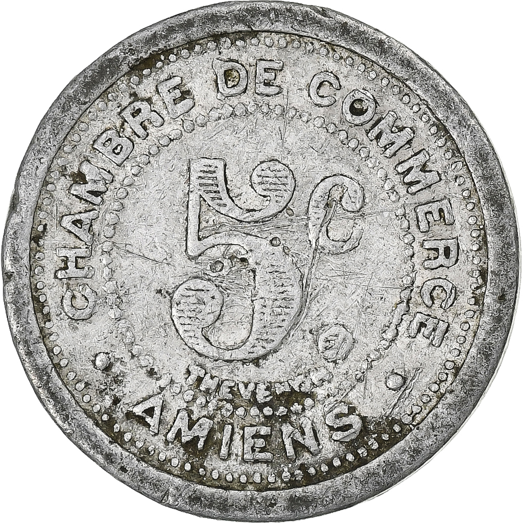 France, Chambre de commerce d'Amiens, 5 Centimes, 1921, , Aluminium