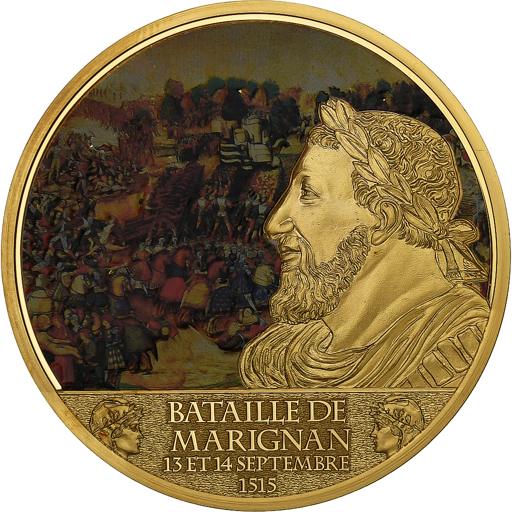 France, Medal, La bataille de Marignan, Septembre 1515, Copper Gilt, 