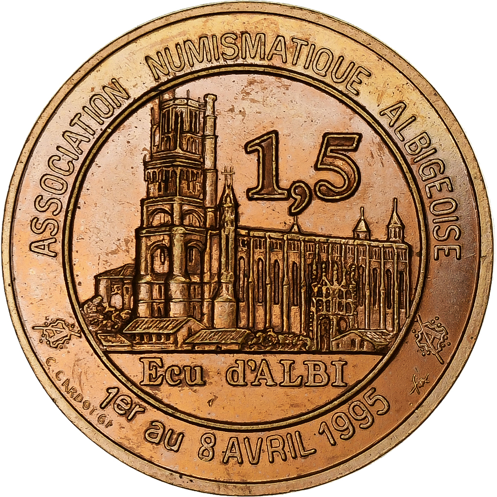 France, Medal, Euros des Villes, 1.5 Ecu d'Albi, 1995, Copper, 