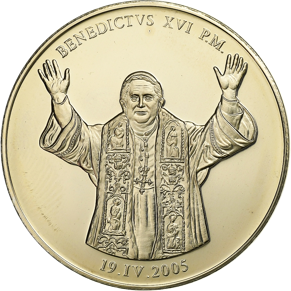 Vatican, Medal, Le Pape Benoit XVI, 2005, Copper Plated Silver, 