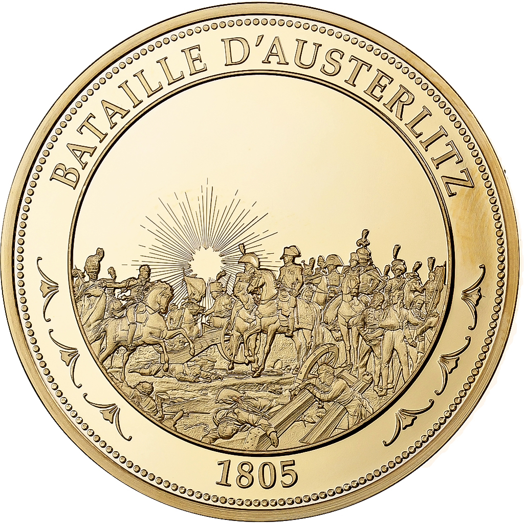 France, Medal, Napoléon Ier, Bataille d'Austerlitz, Copper-Nickel Gilt