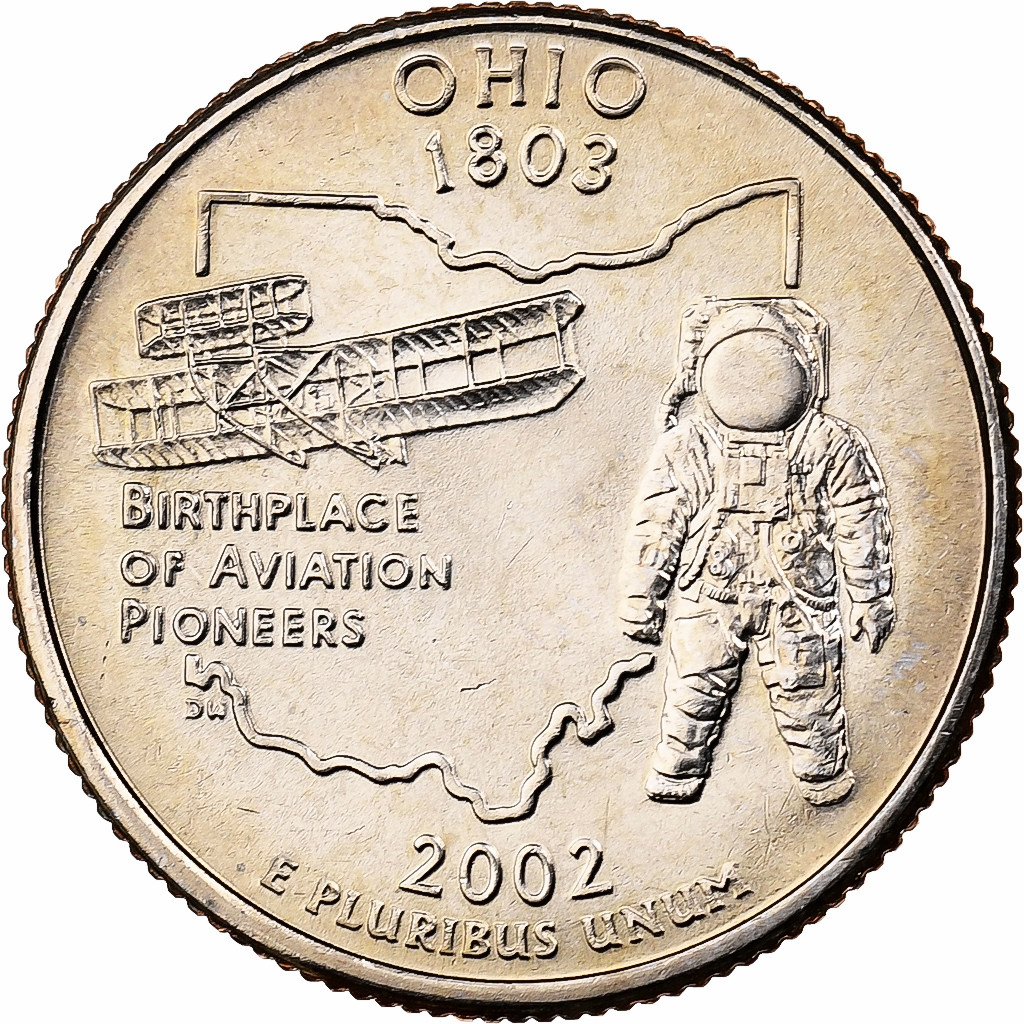 United States, Quarter, Quarter Dollar, 2002, U.S. Mint, Ohio 1803