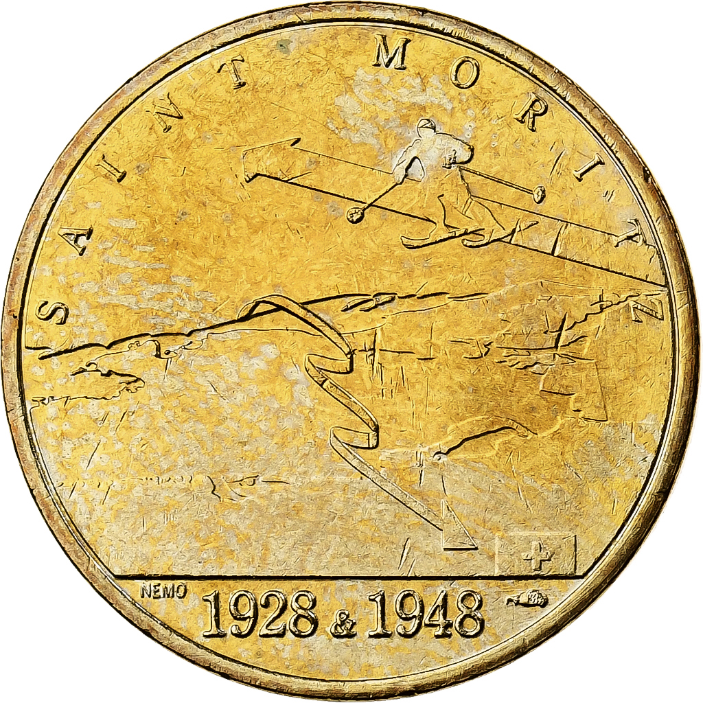 France, Token, XVIème JO d'Albertville, Saint Moritz, 1992, Copper-Nickel Gilt