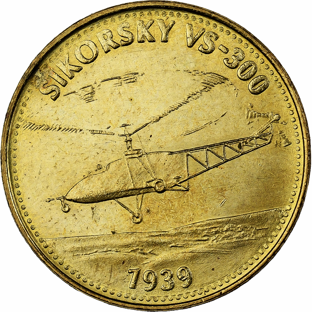 France, Token, Collection Shell, Sikorsky VS-300, Bronze-Aluminium, MS