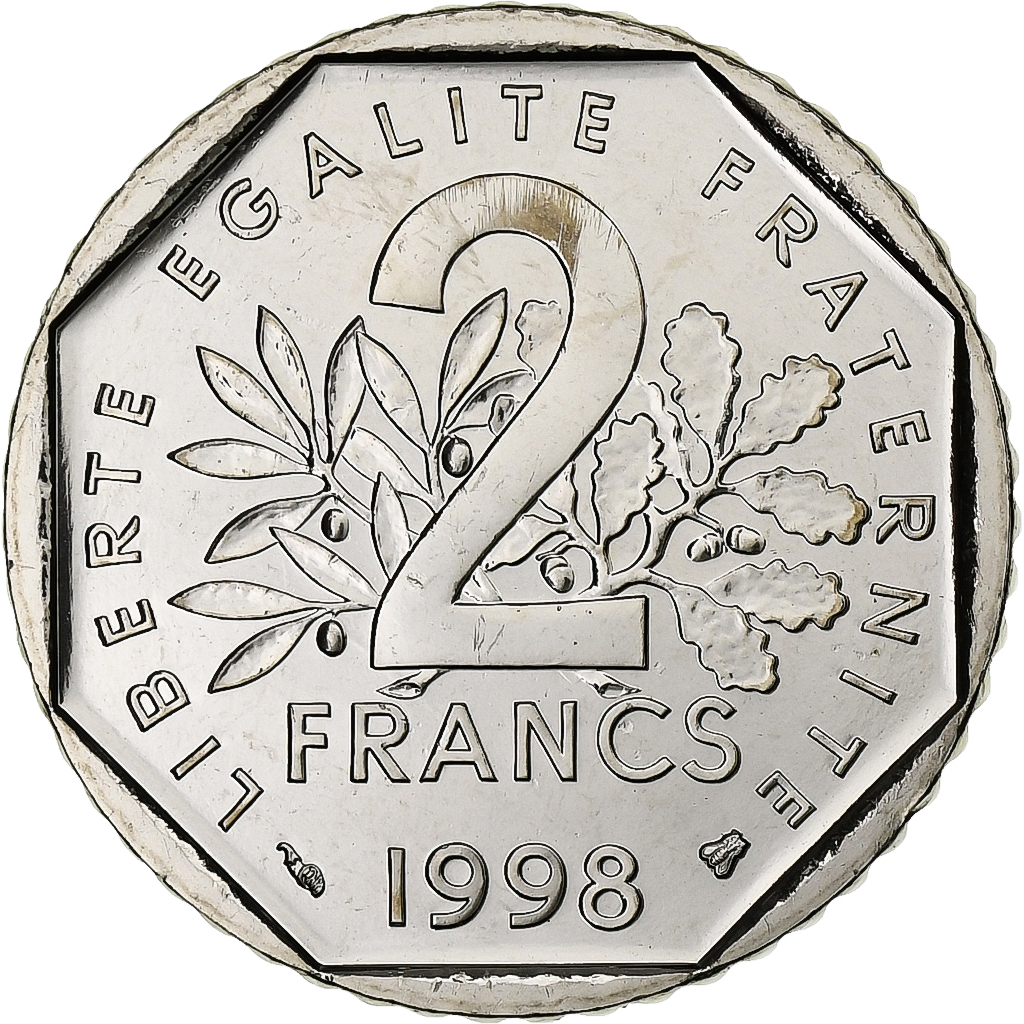 Coin, France, Semeuse, 2 Francs, 1998, Paris, BU, MS, Nickel, KM:942.1