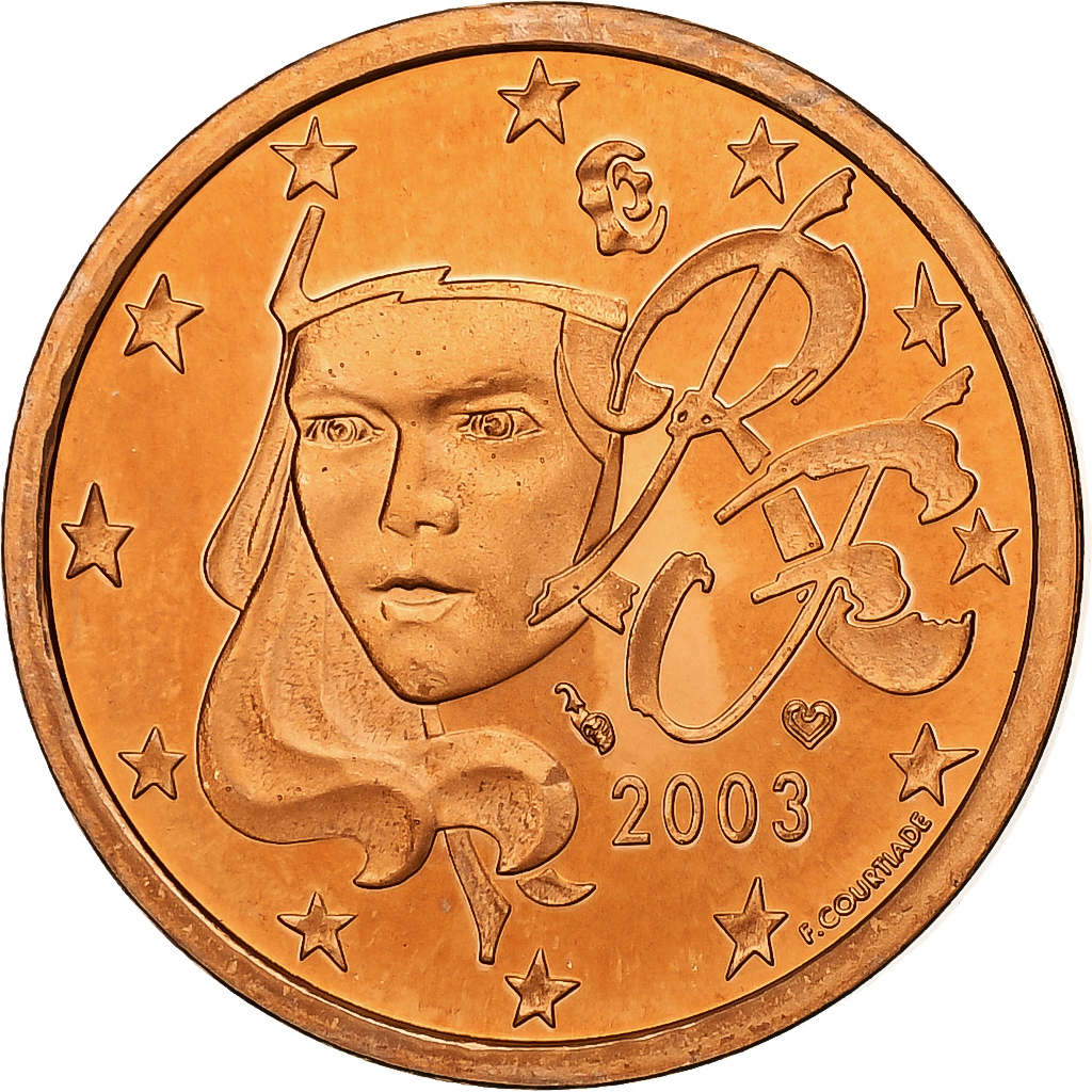 Frankreich, 5 Euro Cent, 2003, BE, STGL, Copper Plated Steel, KM:1284