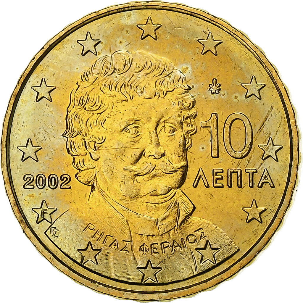 Greece, 10 Euro Cent, 2002, , Brass, KM:184