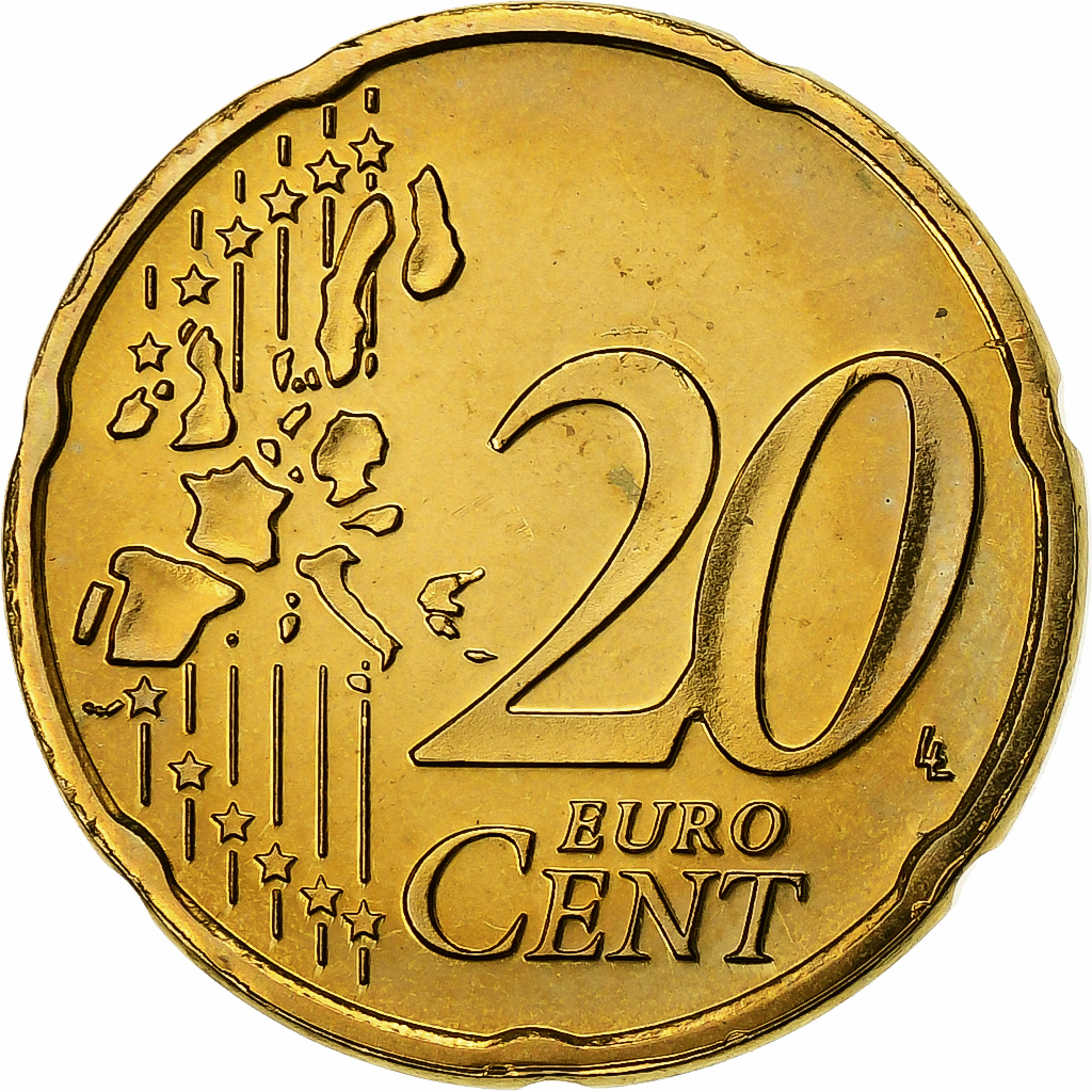 Luxemburg, Henri, 20 Euro Cent, 2002, Utrecht, Messing, STGL, KM:79