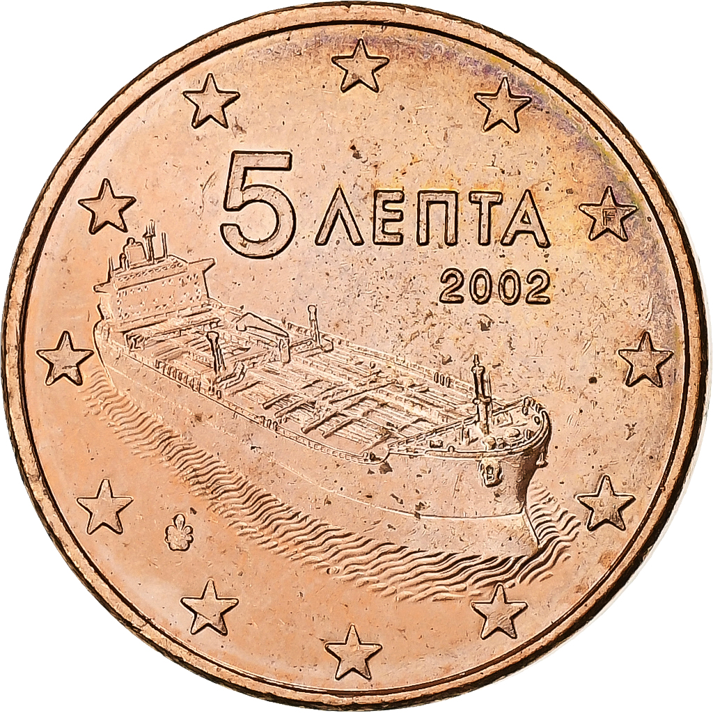 Griechenland, 5 Euro Cent, 2002, Athens, Copper Plated Steel, UNZ, KM:183