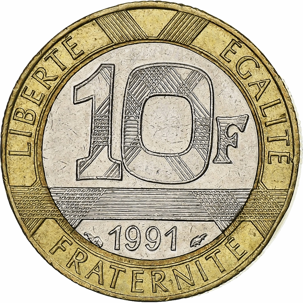 France, 10 Francs, Génie, 1991, Bi-Metallic, , Gadoury:827, KM:964.1