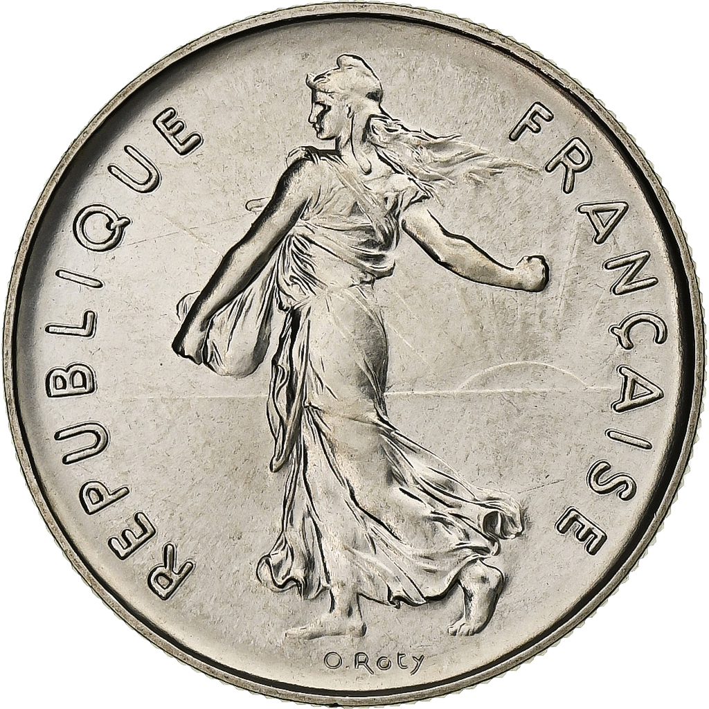 France, 5 Francs, Semeuse, 1980, Paris, série FDC, Cupronickel, MS