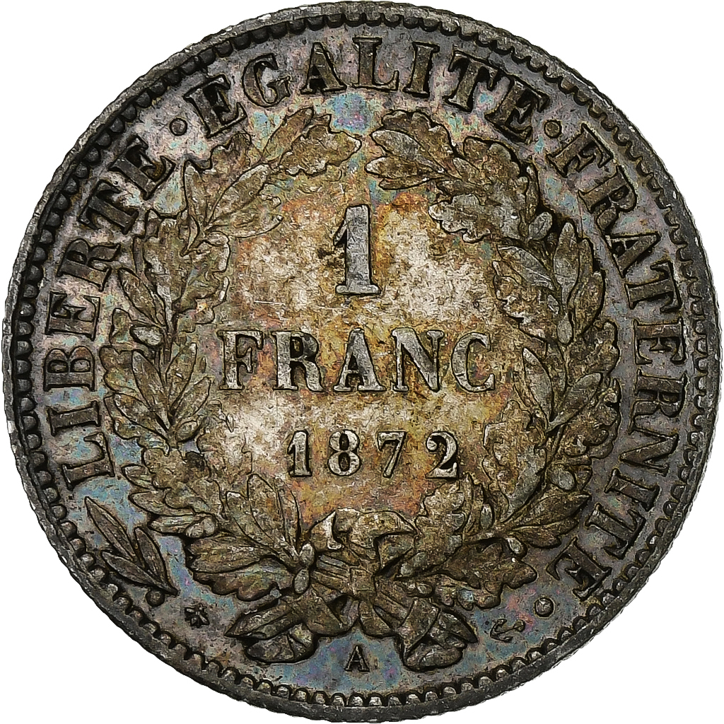 France, Franc, Cérès, 1872, Paris, Silver, , Gadoury:465a, KM:822.1