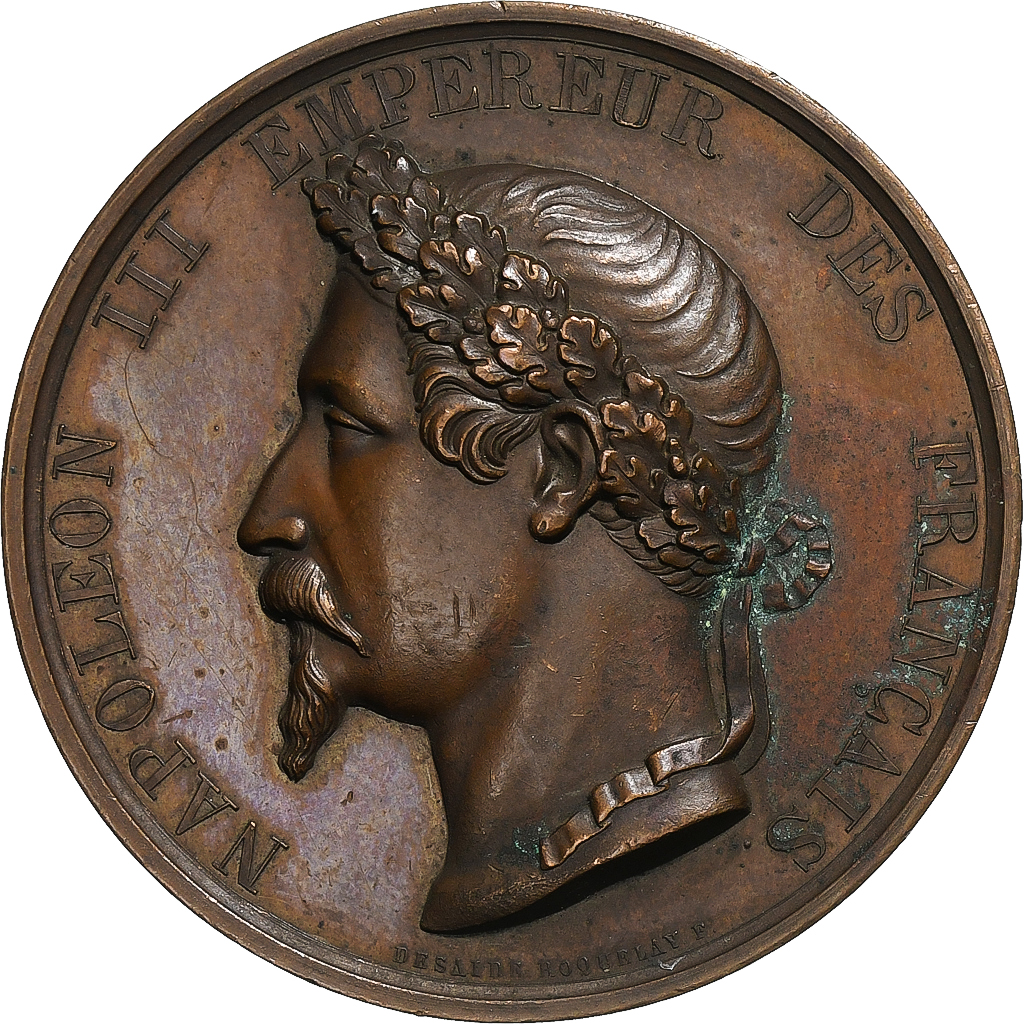 France, Medal, Napoléon III, Prise de Sébastopol, 1855, Copper