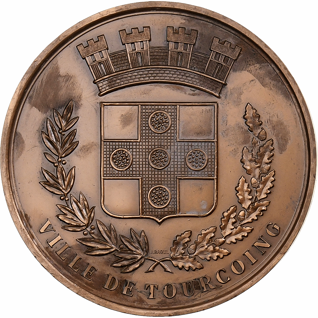 France, Medal, La Ville de Tourcoing à Pierre Mauroy, 1978, Bronze, 