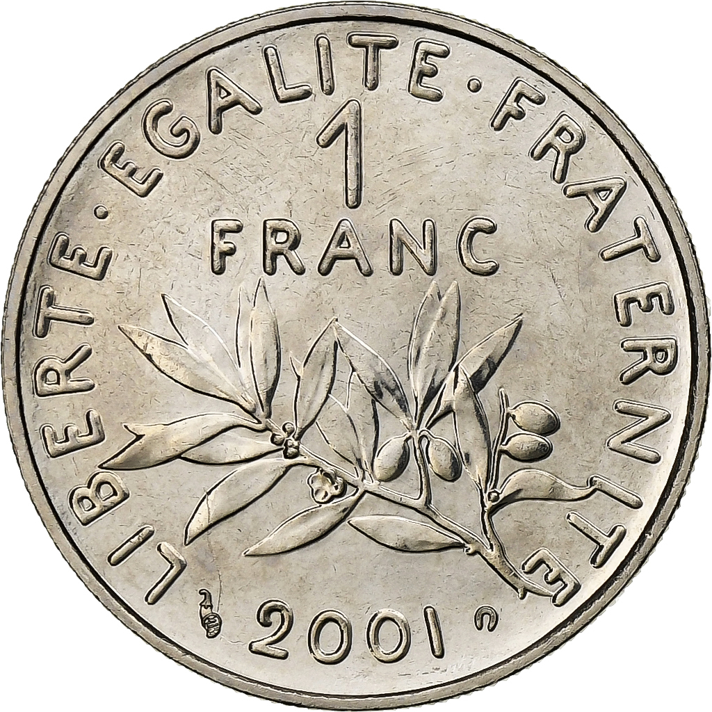 France, Franc, Semeuse, 2001, Monnaie de Paris, BU, Nickel, 