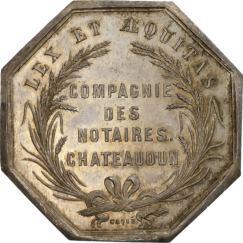 France, Token, Compagnie des Notaires de Chateaudun, Silver, Barre, 