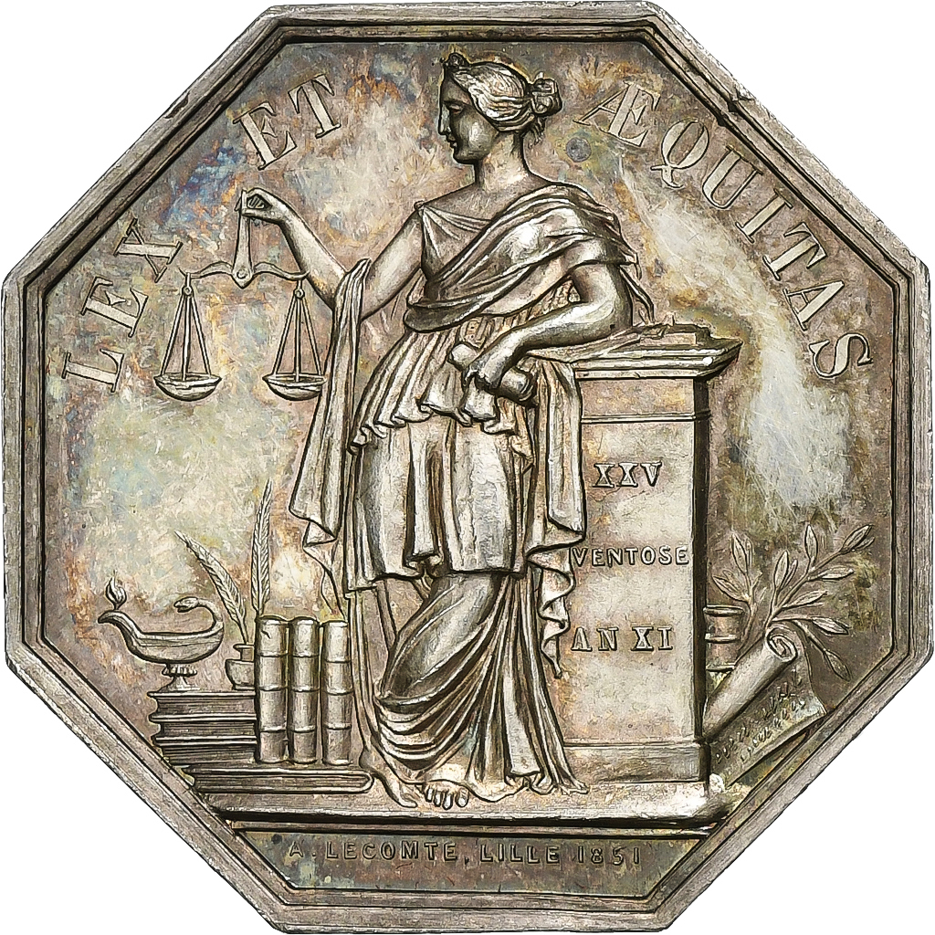 France, Token, Notaires de l'Arrondissement de Douai, 1851, Silver, Lecomte
