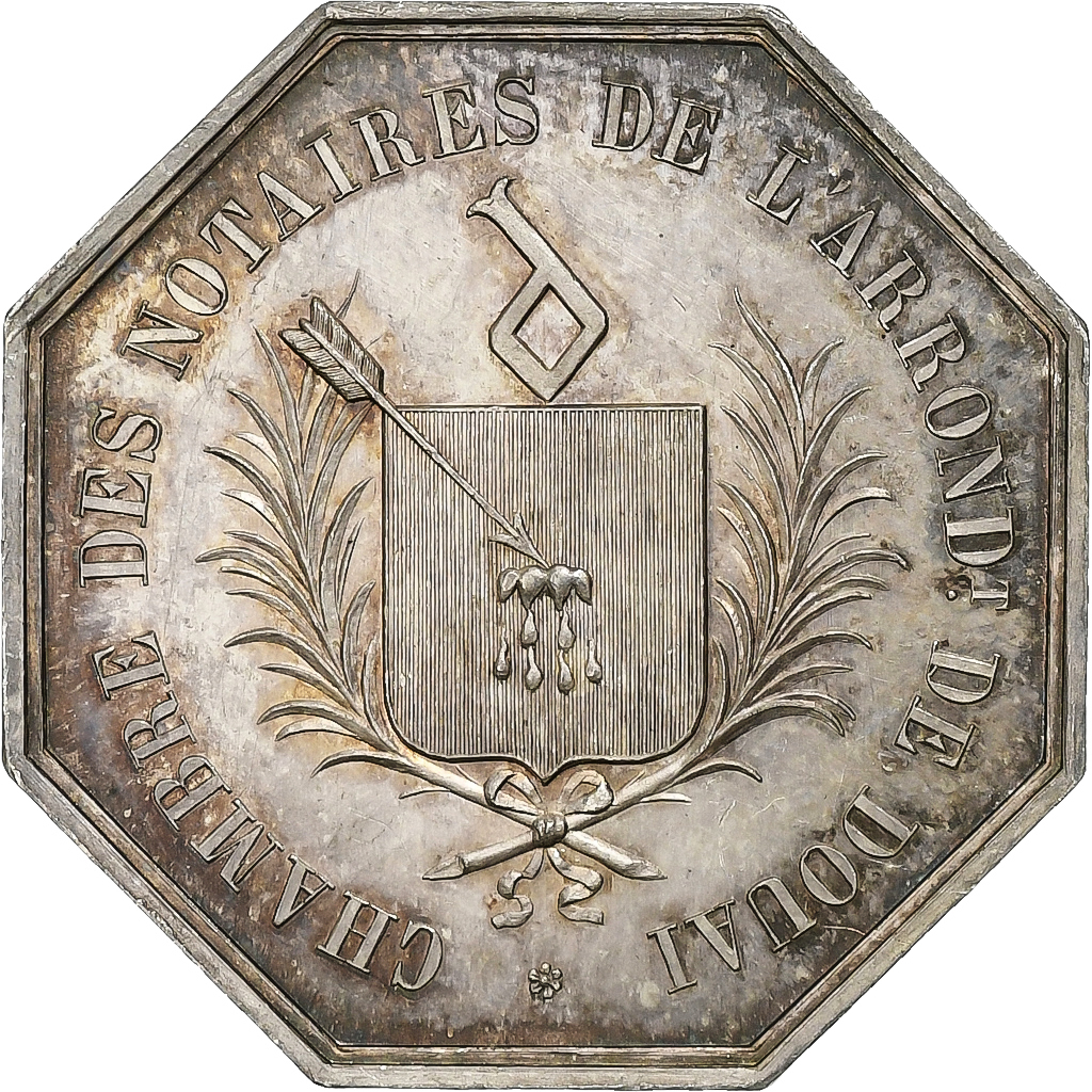 France, Token, Notaires de l'Arrondissement de Douai, 1851, Silver, Lecomte