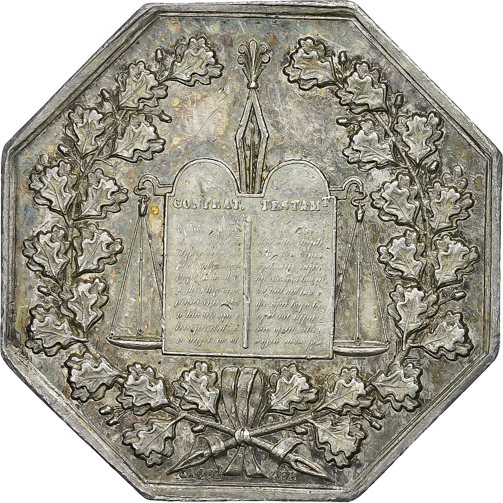 France, Token, Notaires de l'Arrondissement de Senlis, Oise, Silver, Caqué