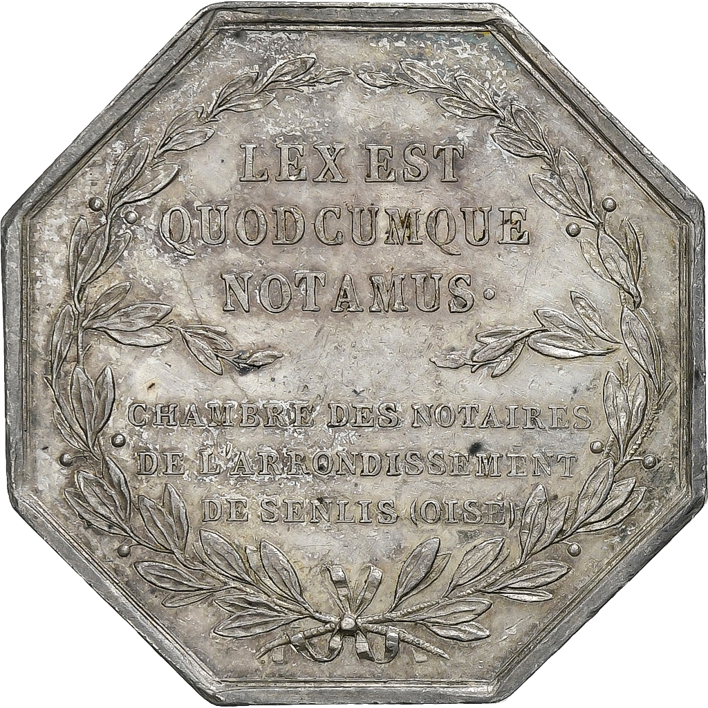 France, Token, Notaires de l'Arrondissement de Senlis, Oise, Silver, Caqué
