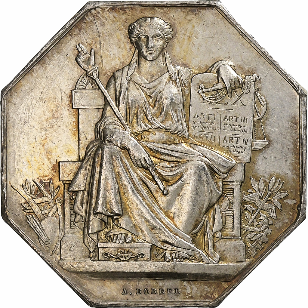 France, Token, Notaires de Baugé, Maine et Loire, Borrel.A, , Silver