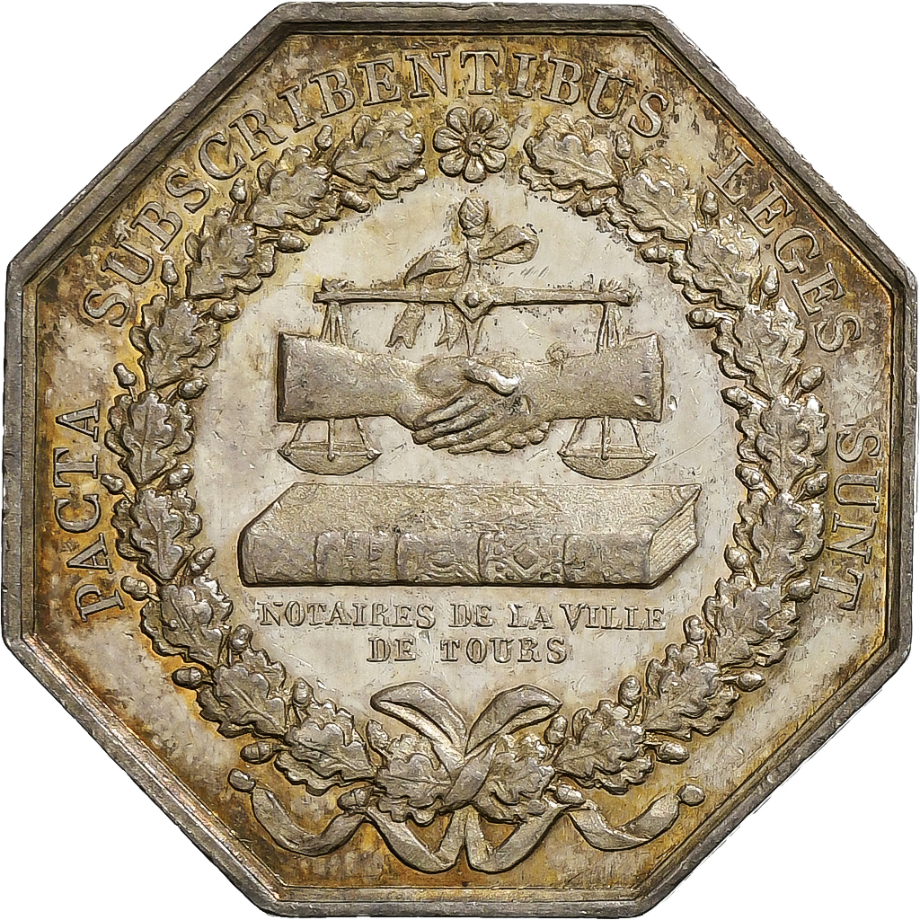 France, Token, Notaires de l'Arrondissement de Tours, Silver, Barre, 