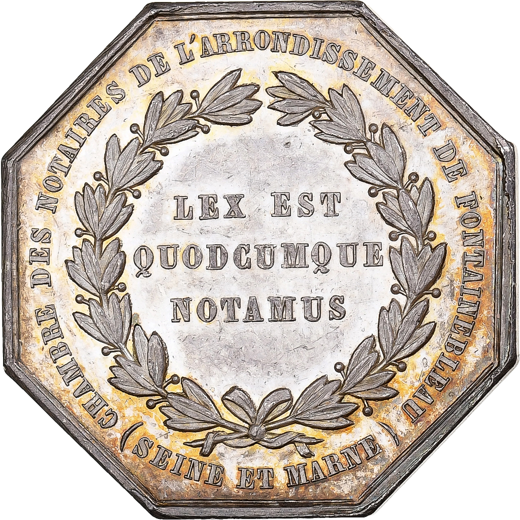 Frankrijk, Token, Notaires de l'Arrondissement de Fontainebleau, Zilver, Borrel