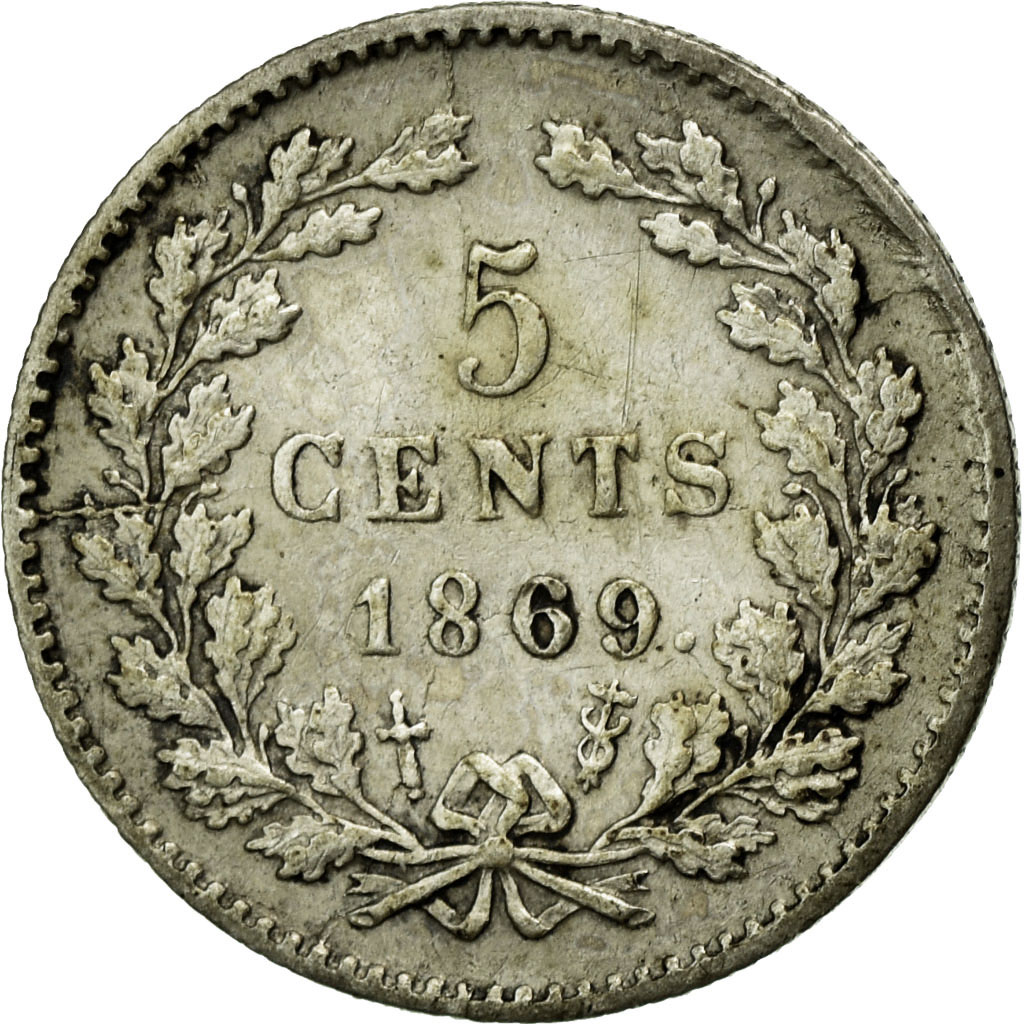 Coin, Netherlands, William III, 5 Cents, 1869, , Silver, KM:91