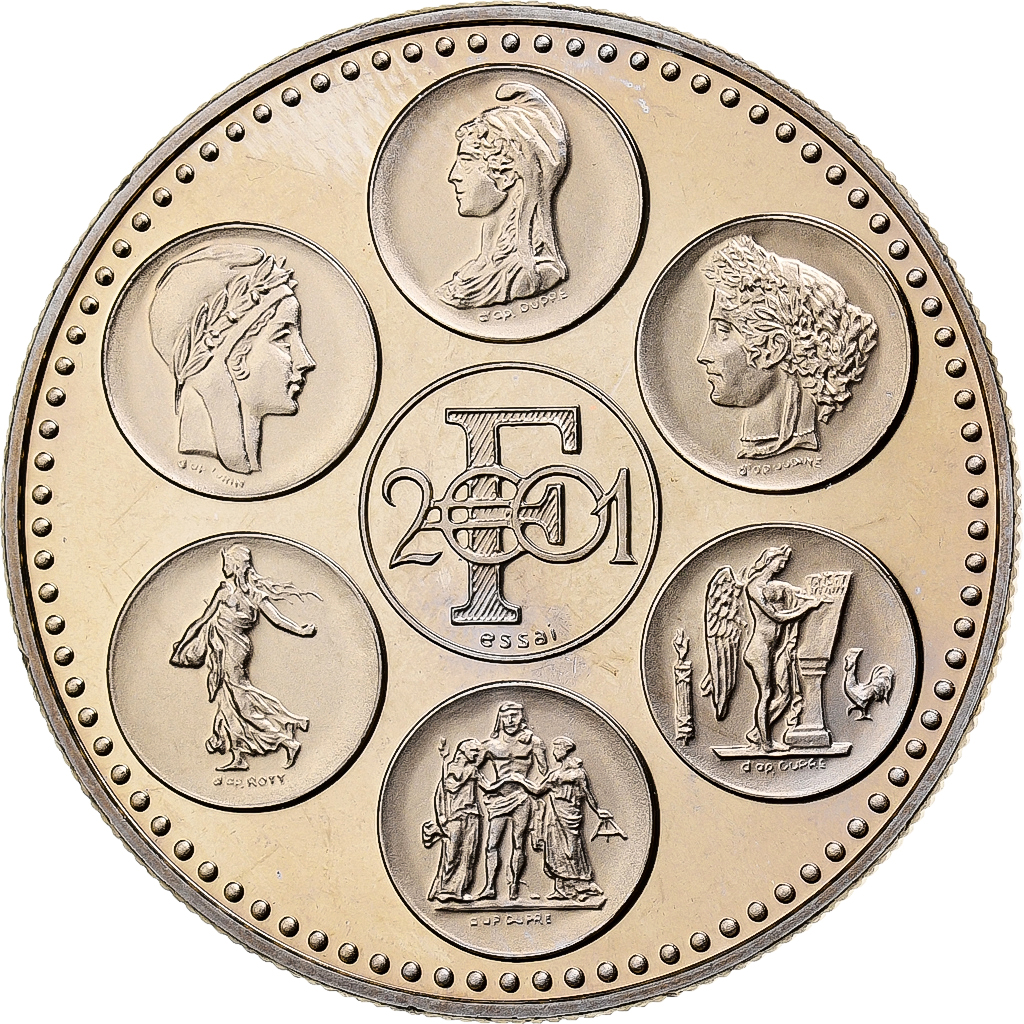 France, Medal, Coq, Fin du Cours Légal du Franc, Copper-nickel, 