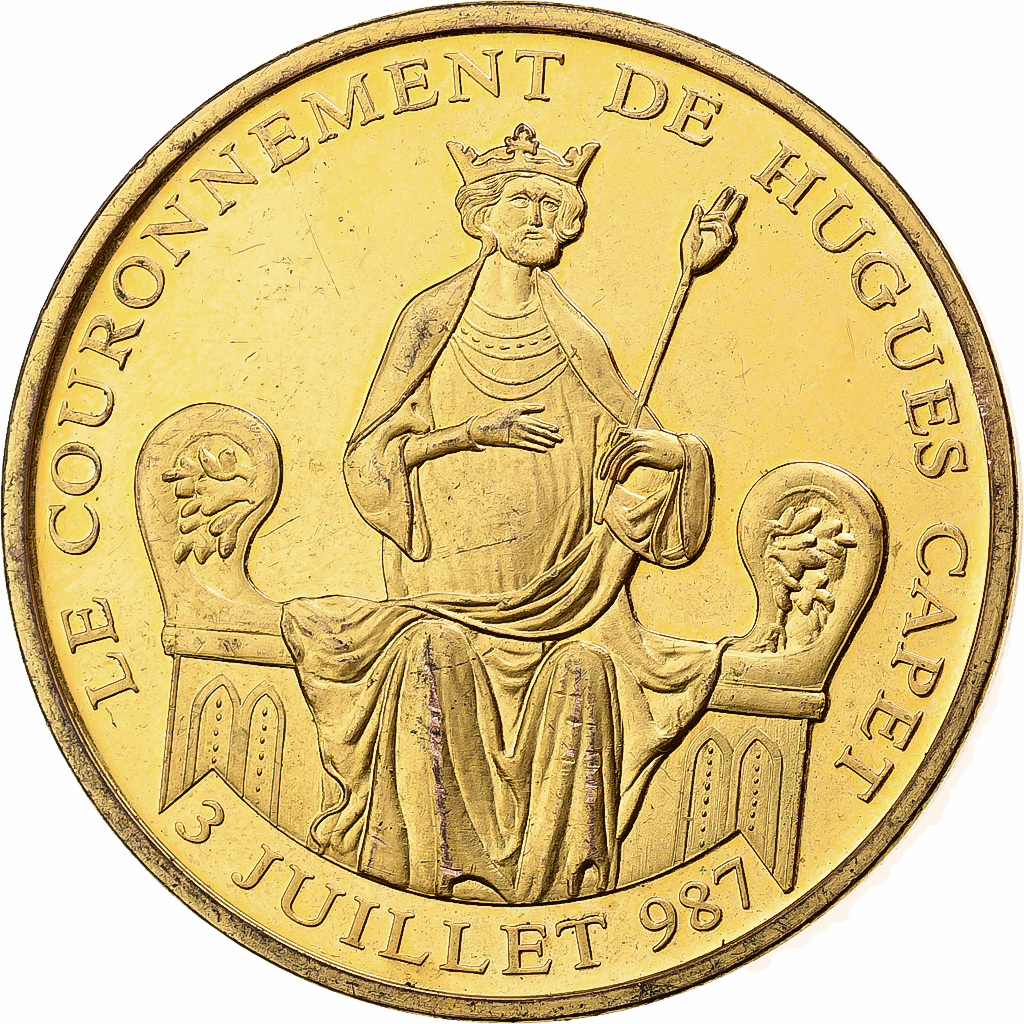 France, Medal, Couronnement d'Hugues Capet, Gold plated, 