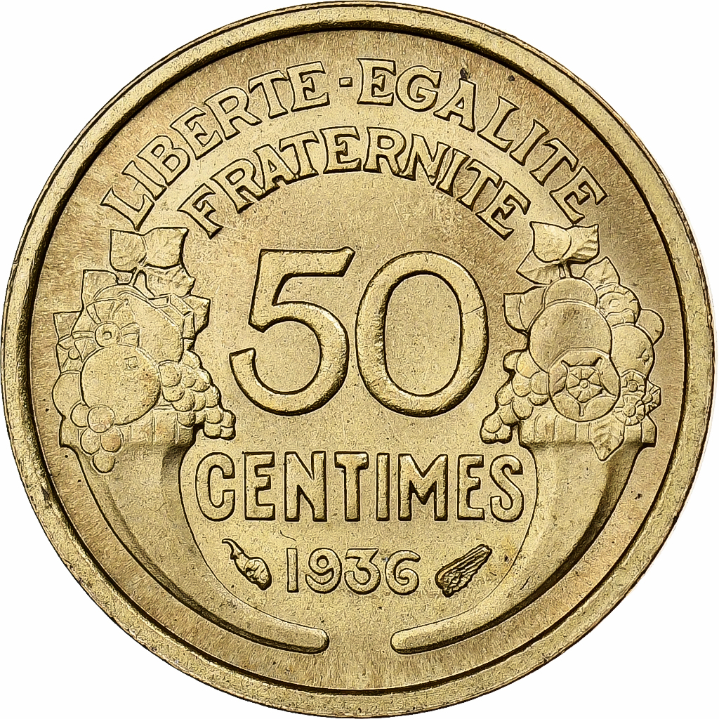 France, 50 Centimes, Morlon, 1936, Aluminum-Bronze, , Gadoury:423