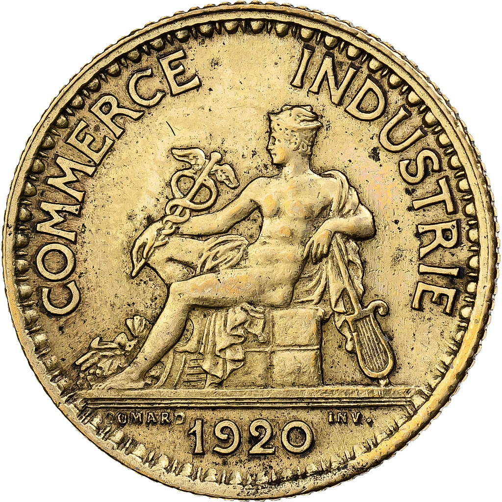 France, Franc, Chambre de commerce, 1920, Paris, Aluminum-Bronze, 