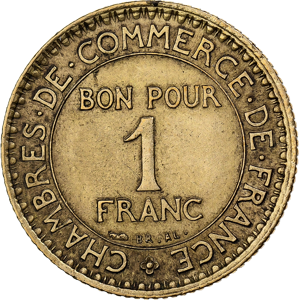 France, Franc, Chambre de commerce, 1920, Paris, Aluminum-Bronze, 