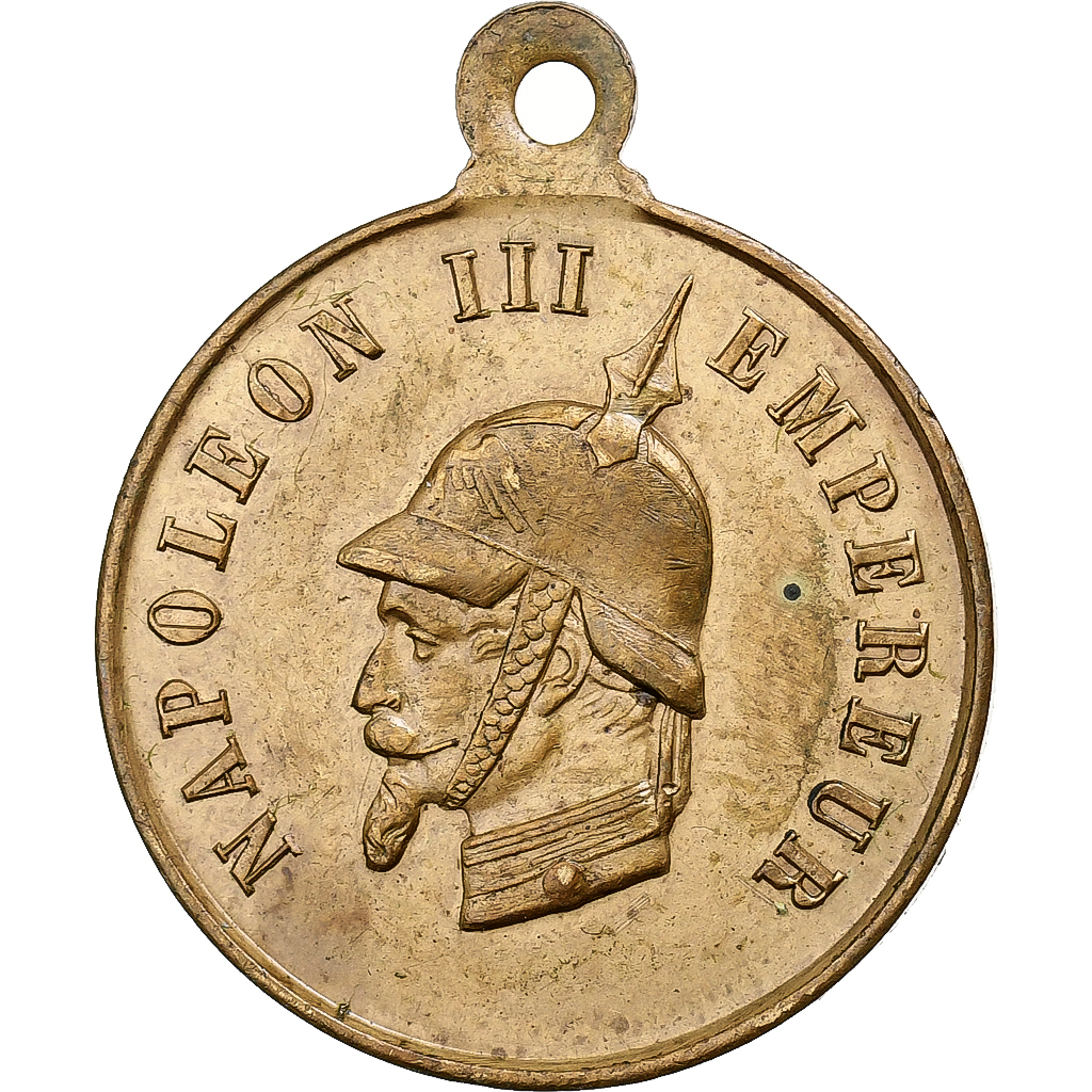 France, Medal, Napoléon III, Souvenir de Sedan, 80000 Prisonniers, 1870, Brass
