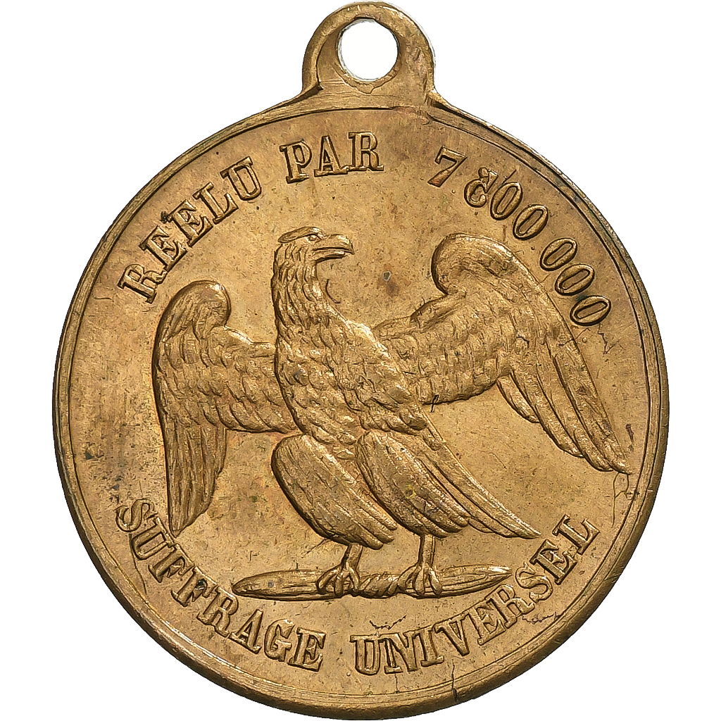 France, Token, Réélection de Louis Napoléon Bonaparte, 1851, Brass, 